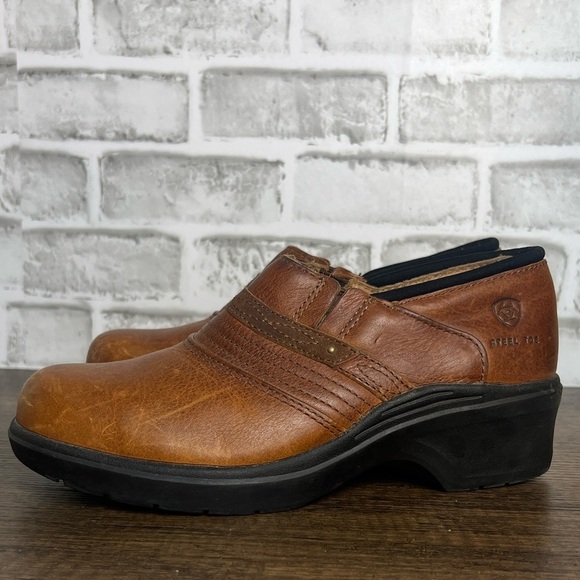 ARIAT Safety Clog Steel Toe Women’s Size 8.5 Brown Distressed - Picture 2 of 12